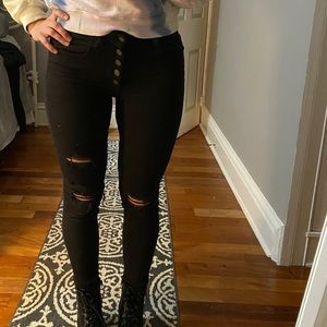 AE AMERICAN EAGLE black high rise skinny jeans 10